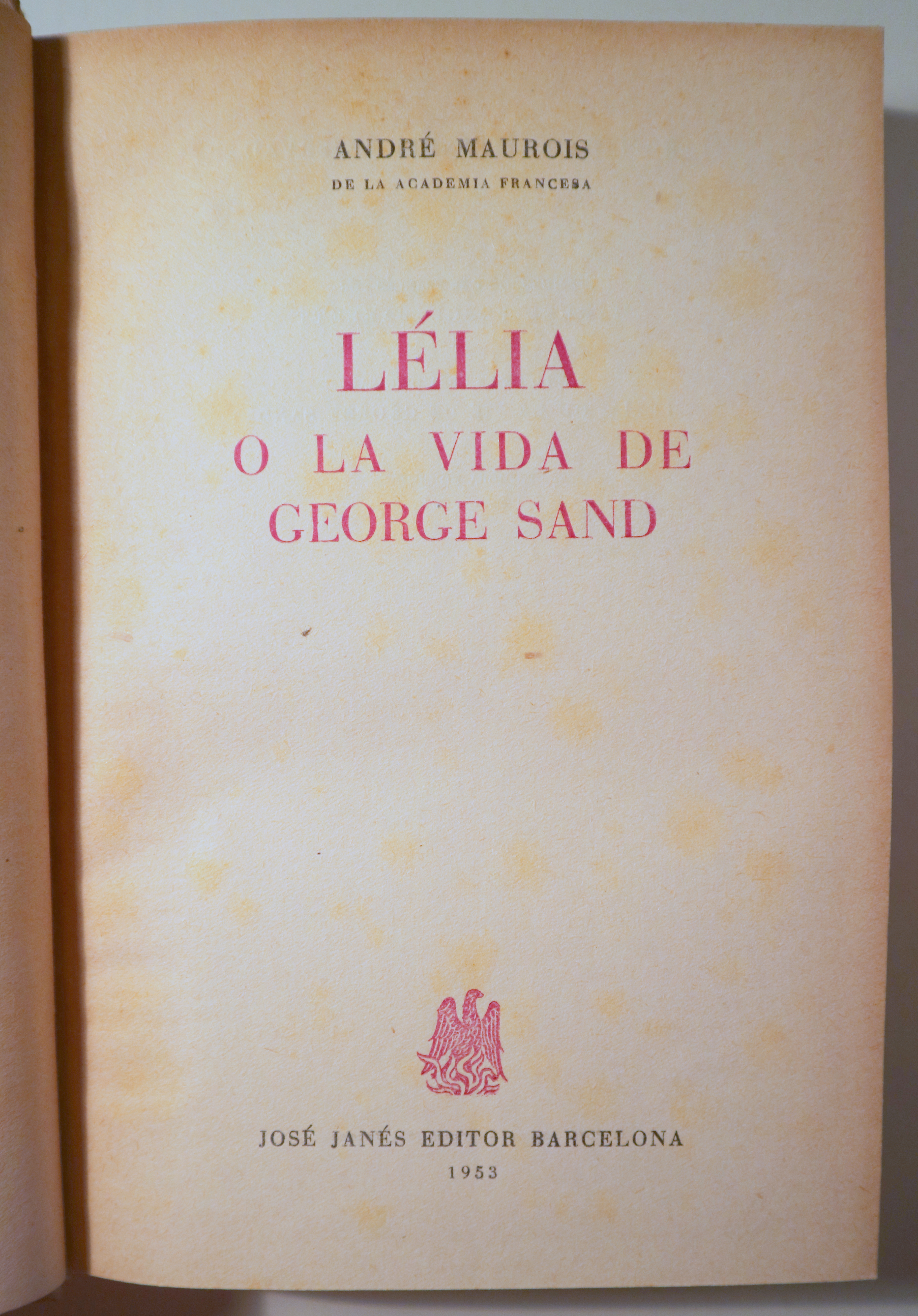 LÉLIA O LA VIDA DE GEORGE SAND - Barcelona 1953