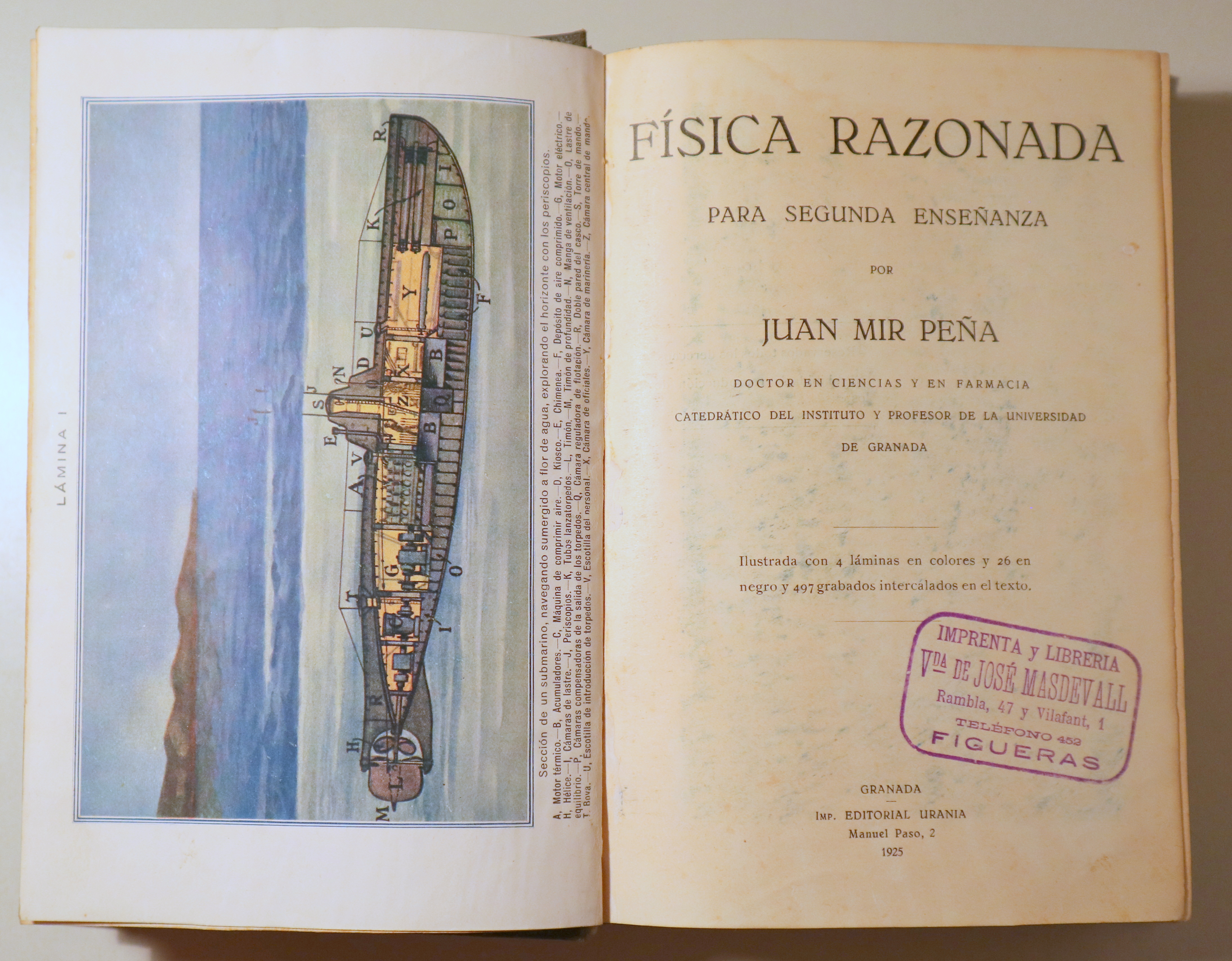 FÍSICA RAZONADA. Para Segunda Enseñanza - Granada 1925 - Muy ilustrado