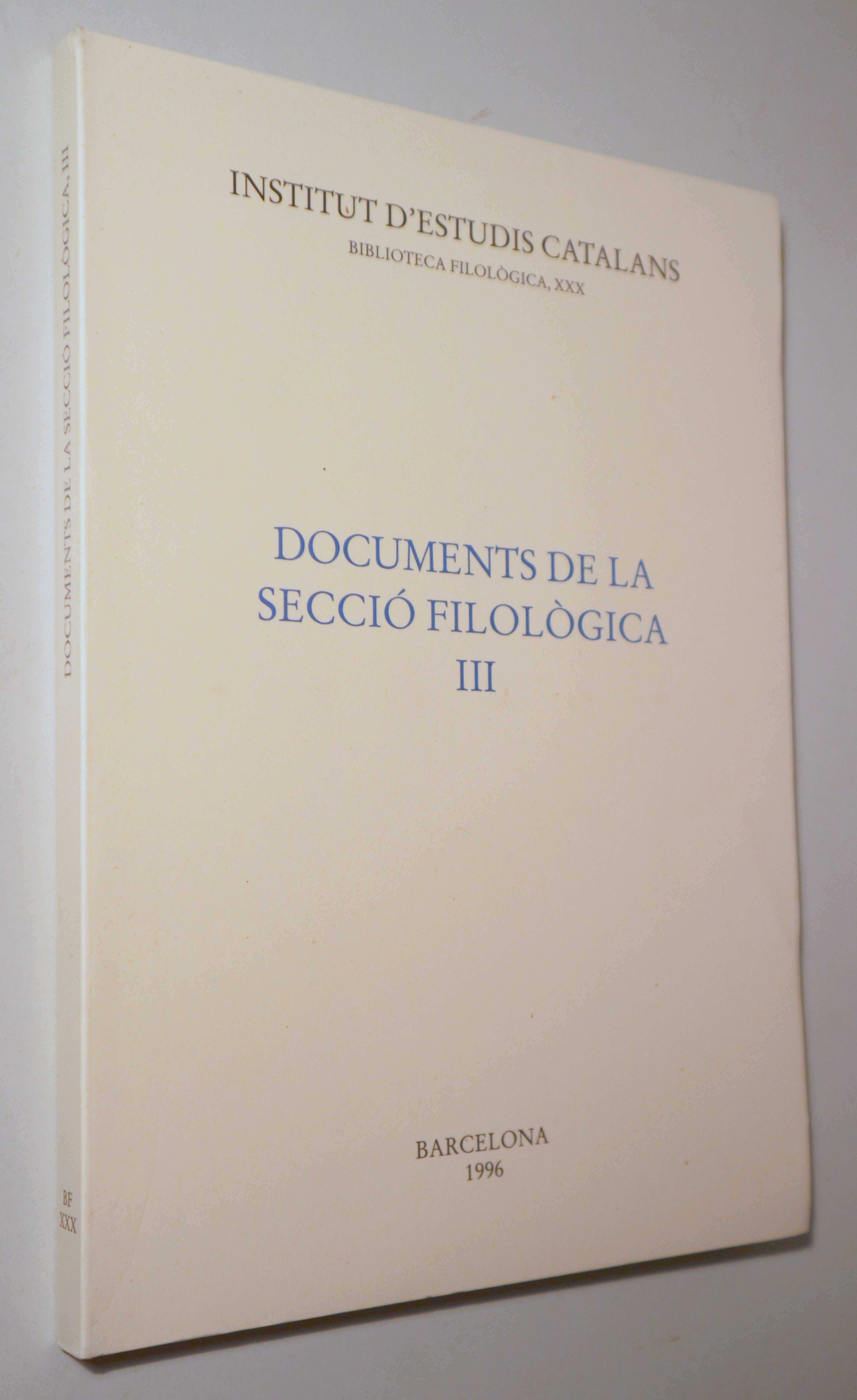 DOCUMENTS DE LA SECCIÓ FILOLÒGICA III - Barcelona 1996