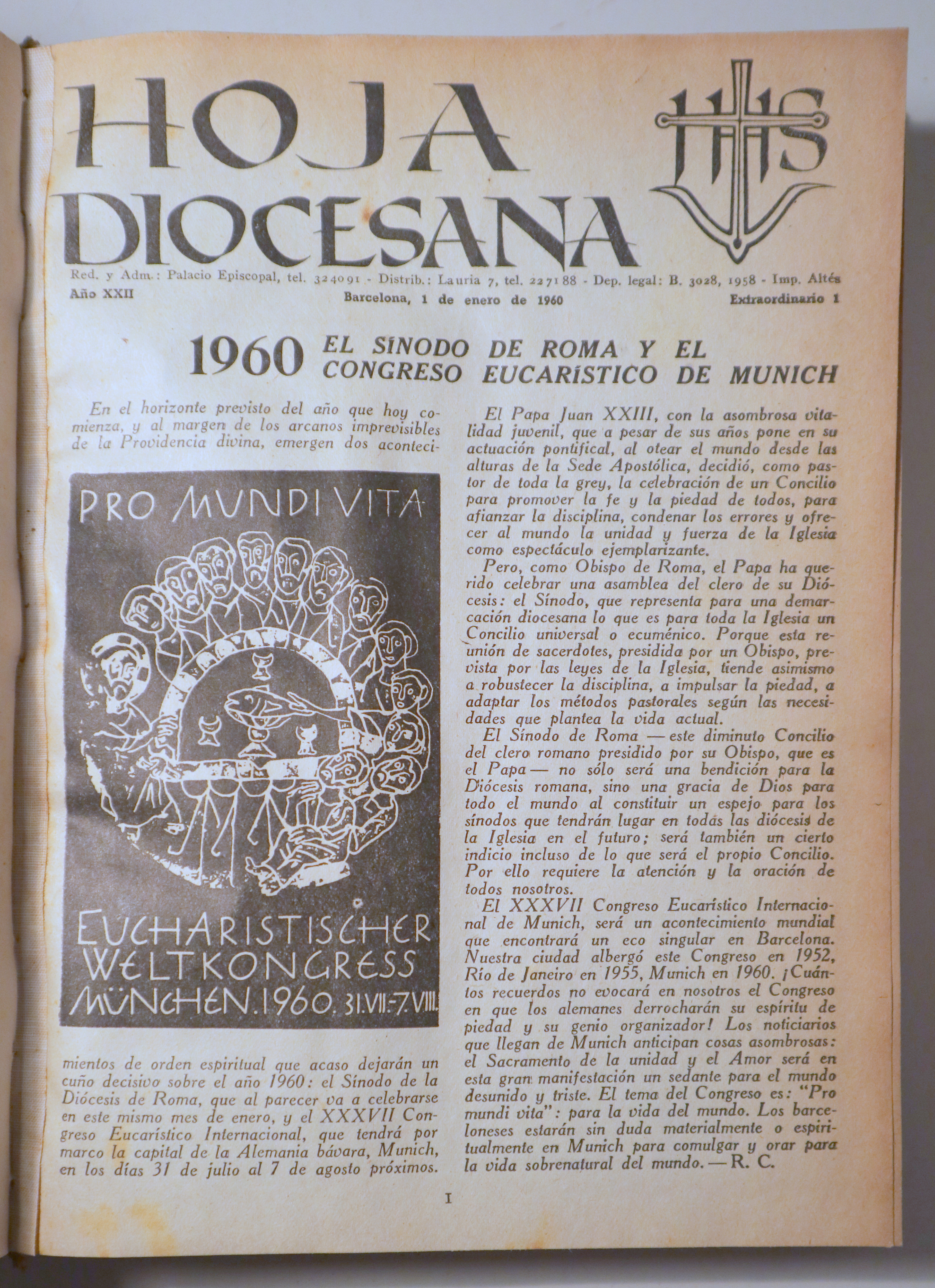 HOJA DIOCESANA 1960 - Barcelona 1960 - Muy ilustrado