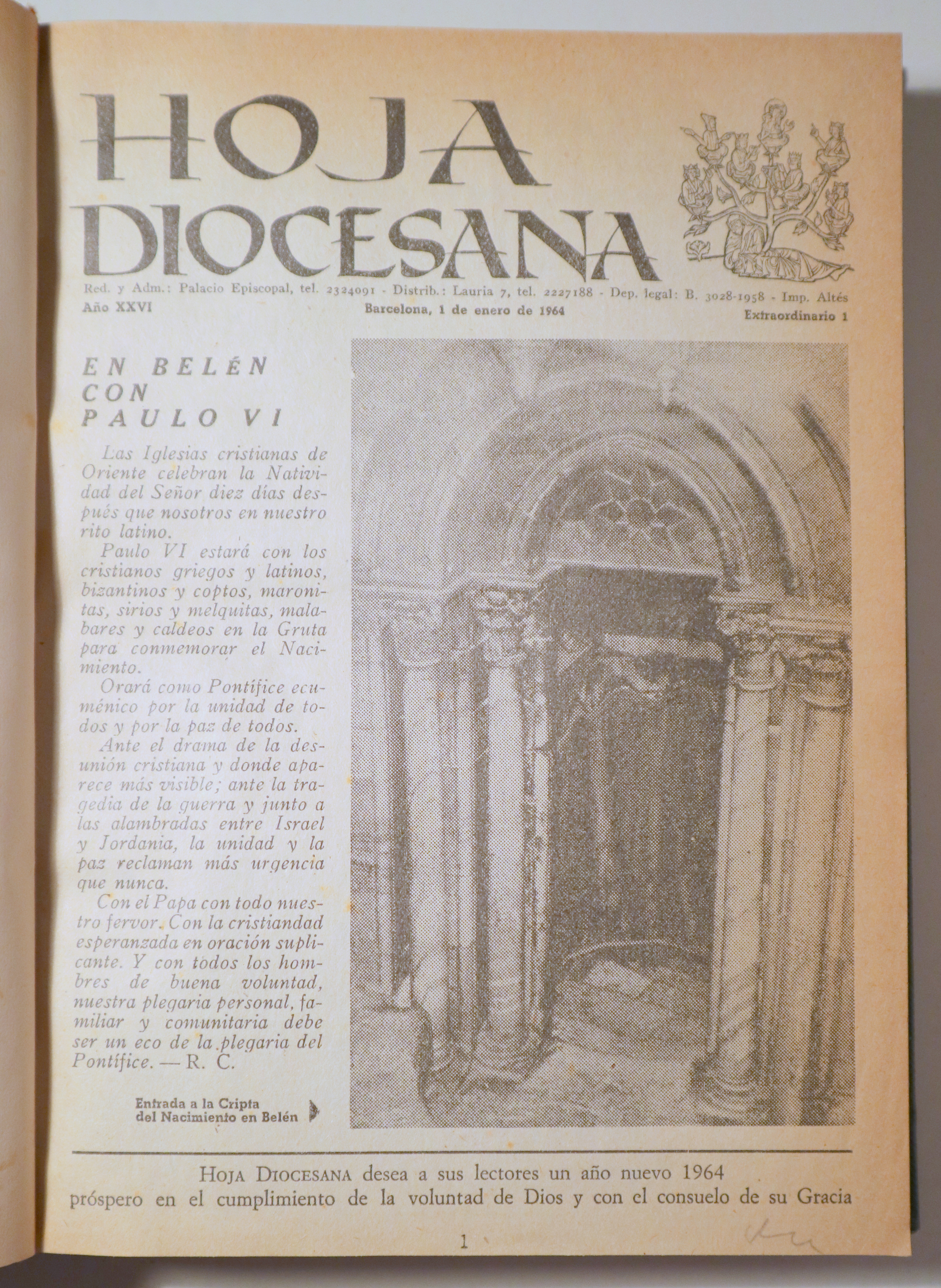 HOJA DIOCESANA 1964 - Barcelona 1964 - Muy ilustrado